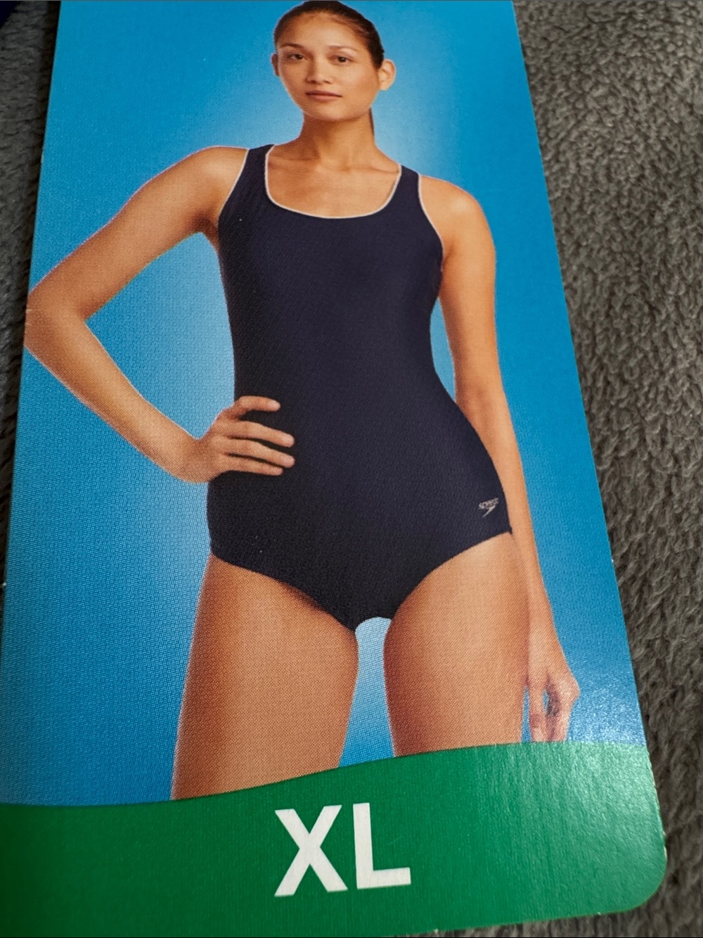 NWT Speedo women’s Navy One-Piece Swimsuit with Contrast Trim Sz XL